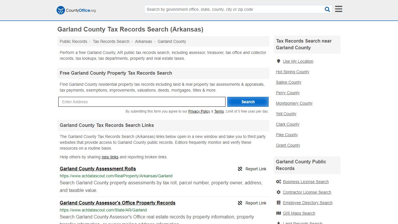 Tax Records Search - Garland County, AR (Business ...