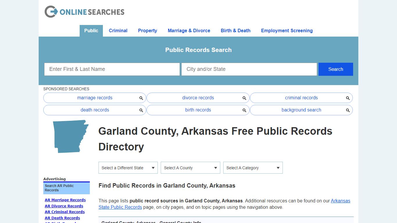 Garland County, Arkansas Public Records Directory